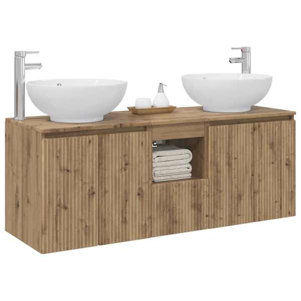 Vannitoa kapikomplekt 3 tk Artisan tamm 129 × 44,5 × 80 cm