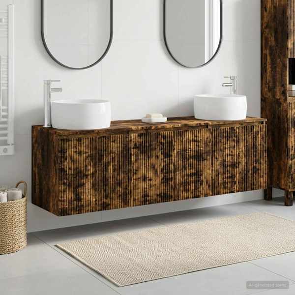 Vannitoa kapikomplekt 3 tk Suitsutatud tamm 49,5 × 44,5 × 66 cm