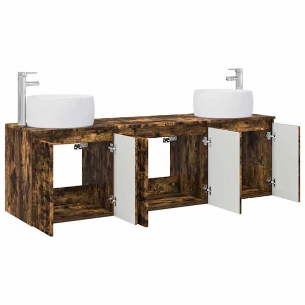 Vannitoa kapikomplekt 3 tk Suitsutatud tamm 49,5 × 44,5 × 66 cm