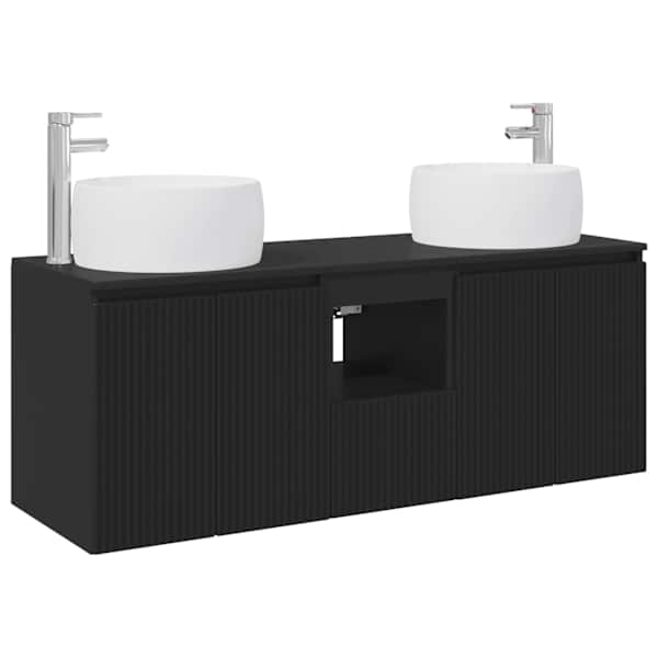 Vannitoa kapikomplekt 3 tk Must 49,5 × 44,5 × 66 cm Tehispuit