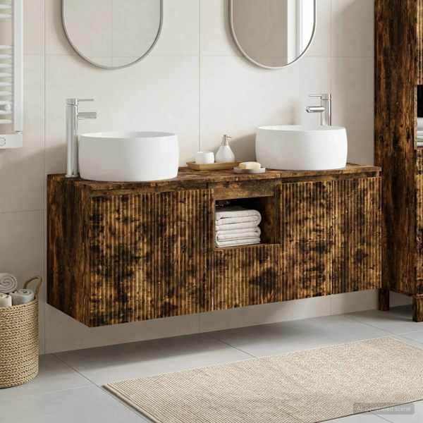 Vannitoa kapikomplekt 3 tk Suitsutatud tamm 49,5 × 44,5 × 66 cm