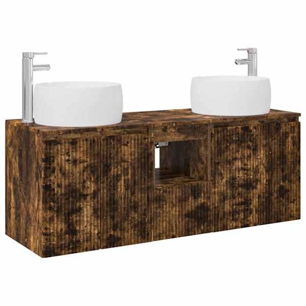 Vannitoa kapikomplekt 3 tk Suitsutatud tamm 49,5 × 44,5 × 66 cm