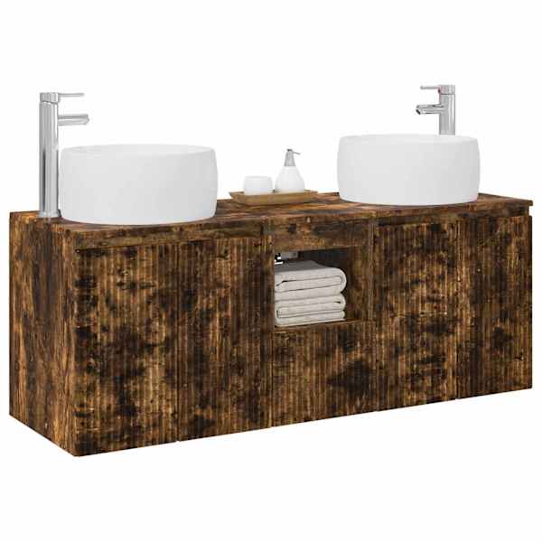 Vannitoa kapikomplekt 3 tk Suitsutatud tamm 49,5 × 44,5 × 66 cm