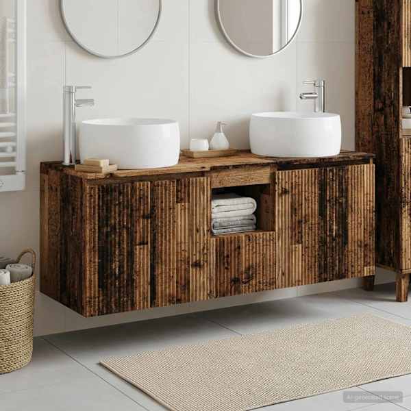 Vannitoa kapikomplekt 3 tk Vana puit 49,5 × 44,5 × 66 cm