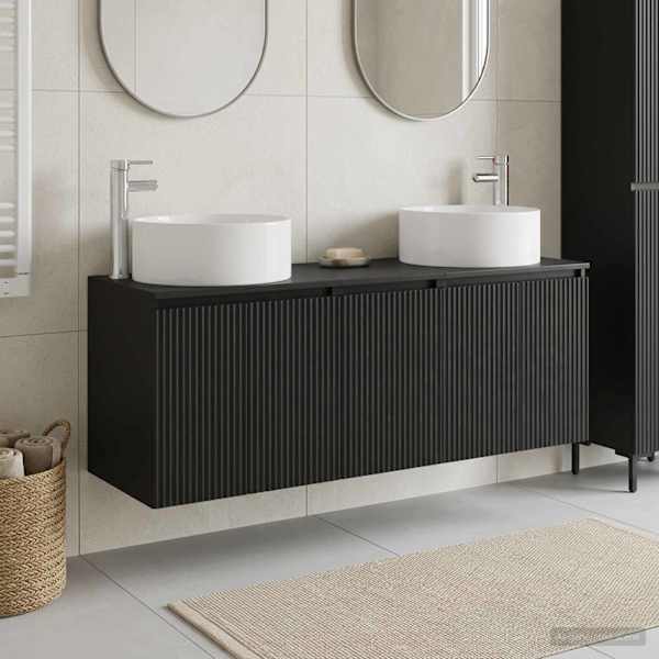 Vannitoa kapikomplekt 3 tk Must 161,5 × 44,5 × 80 cm Tehispuit