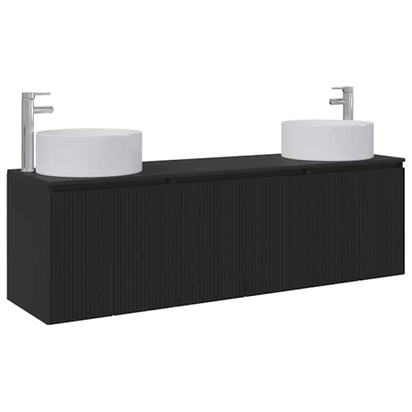 Vannitoa kapikomplekt 3 tk Must 161,5 × 44,5 × 80 cm Tehispuit