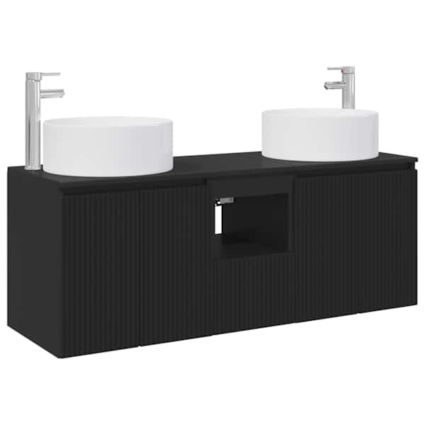 Vannitoa kapikomplekt 3 tk Must 49,5 × 44,5 × 65,5 cm Tehispuit