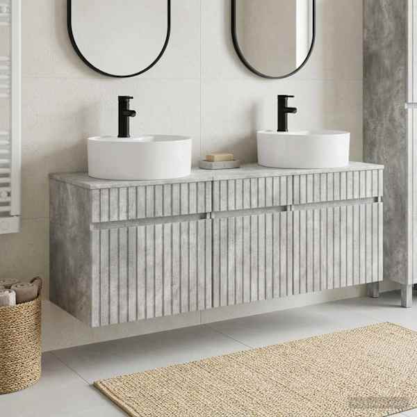 Vannitoa kapikomplekt 3 tk Betoonhall 157 × 44,5 × 82 cm