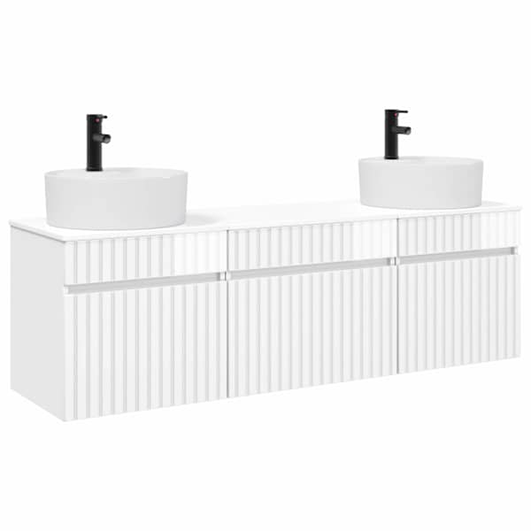 Vannitoa kapikomplekt 3 tk Kõrgläikega valge 157 × 44,5 × 82 cm
