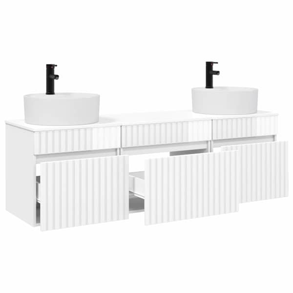 Vannitoa kapikomplekt 3 tk Kõrgläikega valge 157 × 44,5 × 82 cm