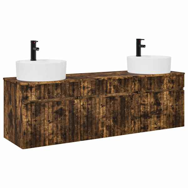 Vannitoa kapikomplekt 3 tk Suitsutatud tamm 49 × 44,5 × 65 cm