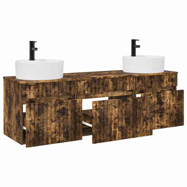 Vannitoa kapikomplekt 3 tk Suitsutatud tamm 49 × 44,5 × 65 cm