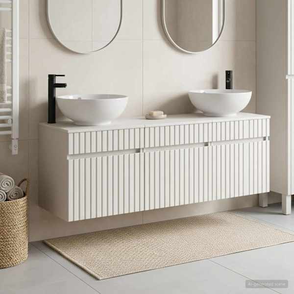Vannitoa kapikomplekt 3 tk Valge 49 × 44,5 × 66,5 cm Tehispuit