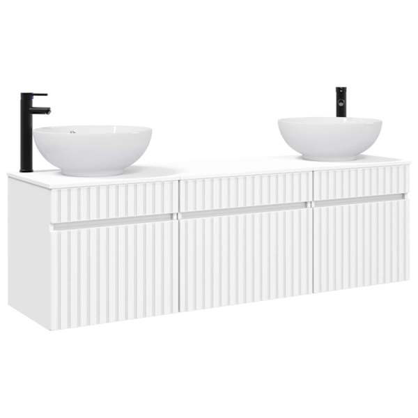 Vannitoa kapikomplekt 3 tk Valge 49 × 44,5 × 66,5 cm Tehispuit