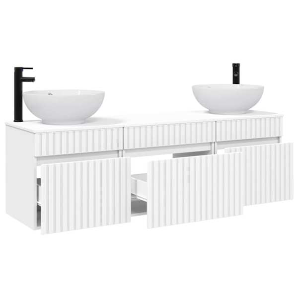 Vannitoa kapikomplekt 3 tk Valge 49 × 44,5 × 66,5 cm Tehispuit
