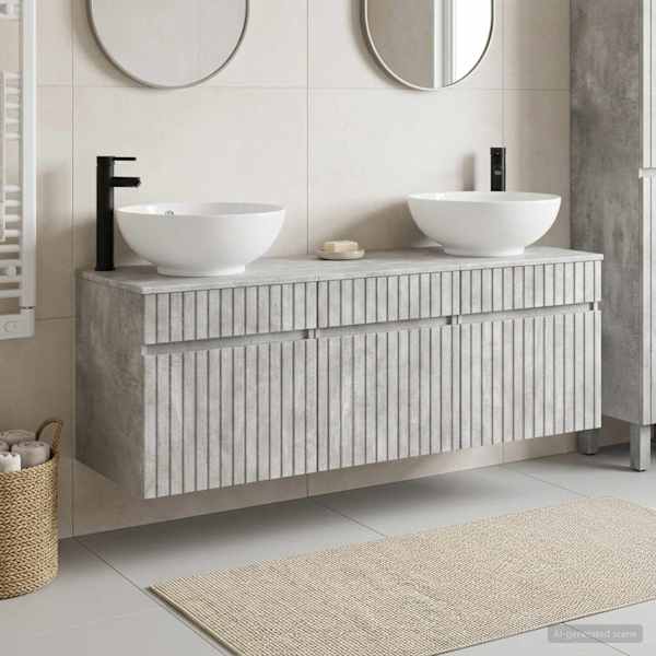 Vannitoa kapikomplekt 3 tk Betoonhall 49 × 44,5 × 66,5 cm