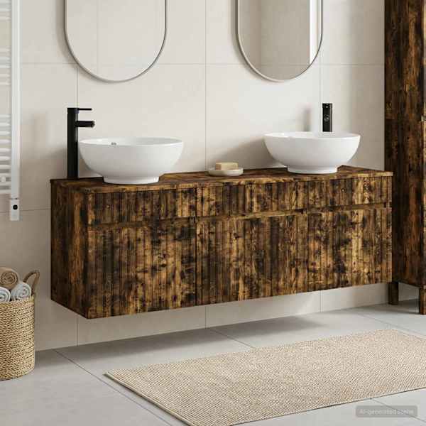 Vannitoa kapikomplekt 3 tk Suitsutatud tamm 49 × 44,5 × 66,5 cm
