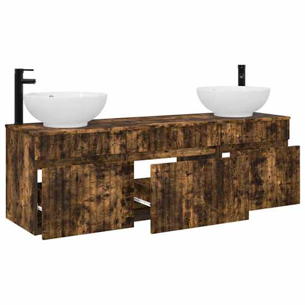 Vannitoa kapikomplekt 3 tk Suitsutatud tamm 49 × 44,5 × 66,5 cm