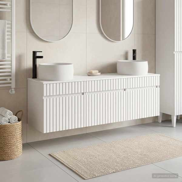 Vannitoa kapikomplekt 3 tk Valge 49 × 44,5 × 66 cm Tehispuit