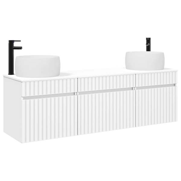Vannitoa kapikomplekt 3 tk Valge 49 × 44,5 × 66 cm Tehispuit