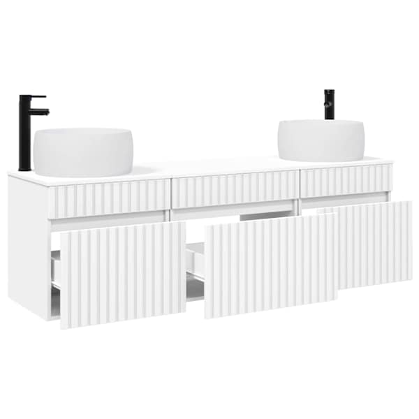 Vannitoa kapikomplekt 3 tk Valge 49 × 44,5 × 66 cm Tehispuit