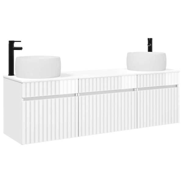 Vannitoa kapikomplekt 3 tk Kõrgläikega valge 49 × 44,5 × 66 cm