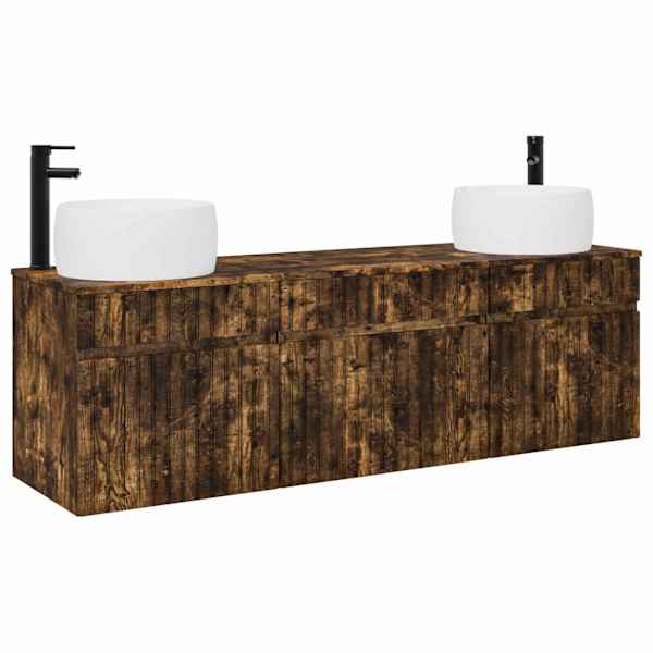 Vannitoa kapikomplekt 3 tk Suitsutatud tamm 157 × 44,5 × 80 cm