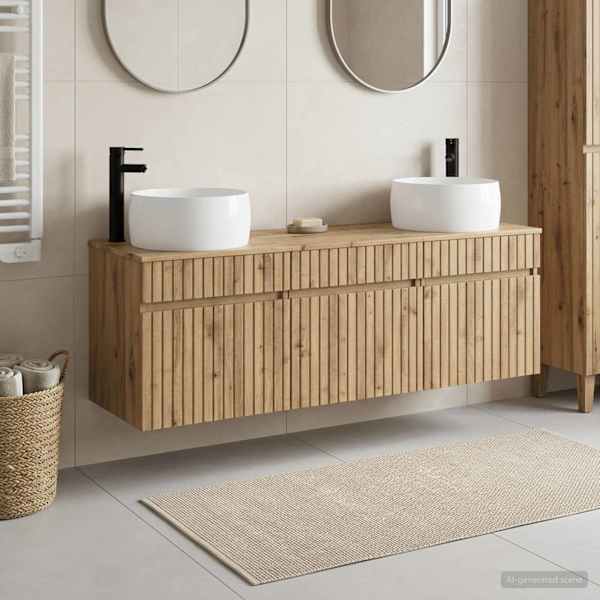 Vannitoa kapikomplekt 3 tk Artisan tamm 49 × 44,5 × 66 cm