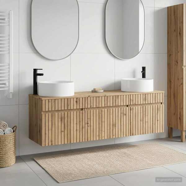 Vannitoa kapikomplekt 3 tk Artisan tamm 49 × 44,5 × 65,5 cm