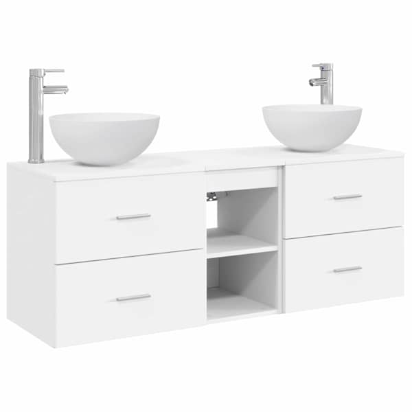 Vannitoa kapikomplekt 3 tk Valge 49,5 × 35 × 63 cm Tehispuit