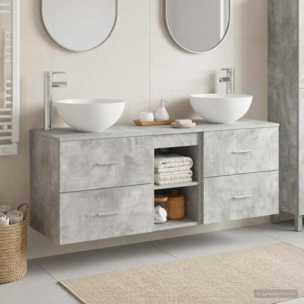 Vannitoa kapikomplekt 3 tk Betoonhall 129 × 35 × 80 cm