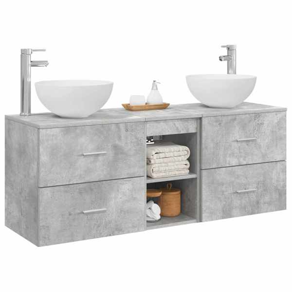 Vannitoa kapikomplekt 3 tk Betoonhall 129 × 35 × 80 cm