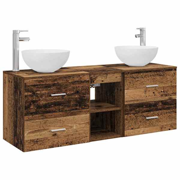 Vannitoa kapikomplekt 3 tk Vana puit 129 × 35 × 80 cm Tehispuit