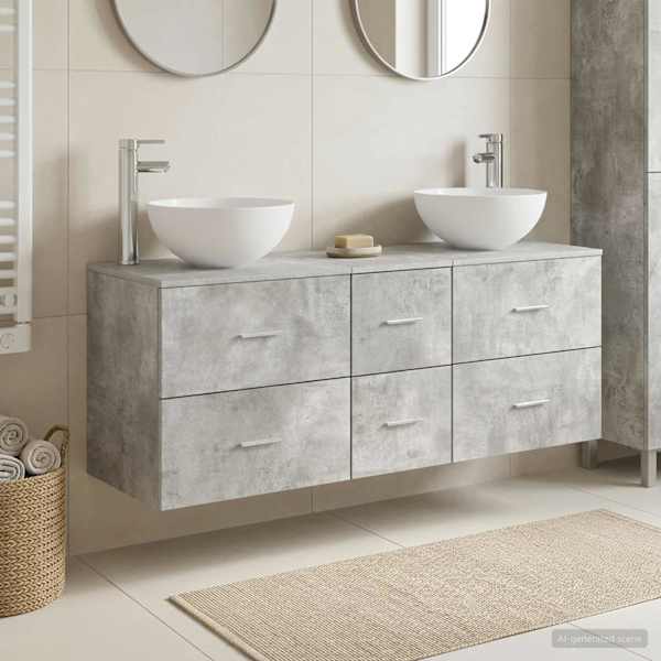 Vannitoa kapikomplekt 3 tk Betoonhall 129 × 35 × 80 cm