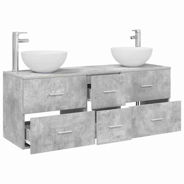 Vannitoa kapikomplekt 3 tk Betoonhall 129 × 35 × 80 cm