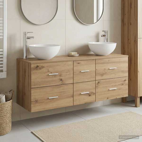 Vannitoa kapikomplekt 3 tk Artisan tamm 129 × 35 × 80 cm