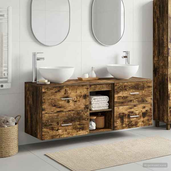 Vannitoa kapikomplekt 3 tk Suitsutatud tamm 49,5 × 41 × 64,5 cm