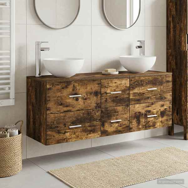 Vannitoa kapikomplekt 3 tk Suitsutatud tamm 49,5 × 41 × 64,5 cm