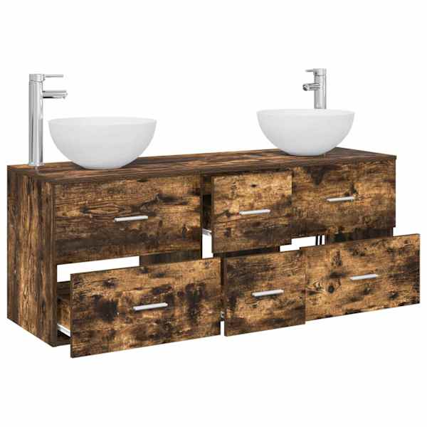 Vannitoa kapikomplekt 3 tk Suitsutatud tamm 49,5 × 41 × 64,5 cm