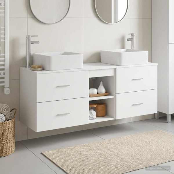 Vannitoa kapikomplekt 3 tk Valge 129 × 41 × 80 cm Tehispuit