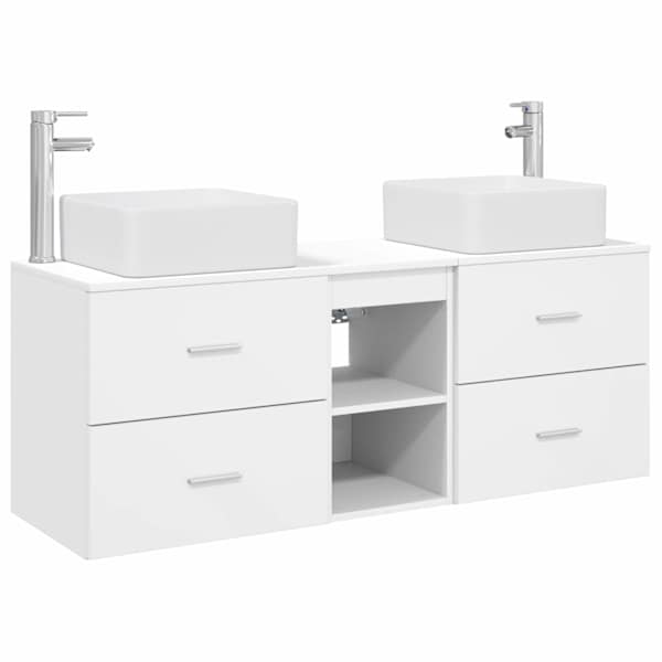 Vannitoa kapikomplekt 3 tk Valge 129 × 41 × 80 cm Tehispuit