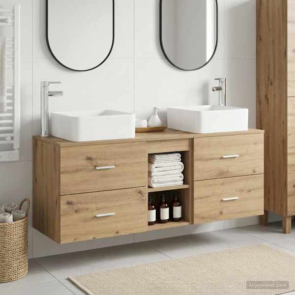 Vannitoa kapikomplekt 3 tk Artisan tamm 129 × 41 × 80 cm