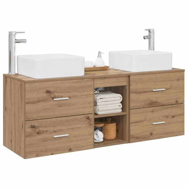 Vannitoa kapikomplekt 3 tk Artisan tamm 129 × 41 × 80 cm