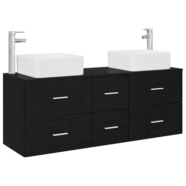 Vannitoa kapikomplekt 3 tk Must 49,5 × 41 × 63 cm Tehispuit
