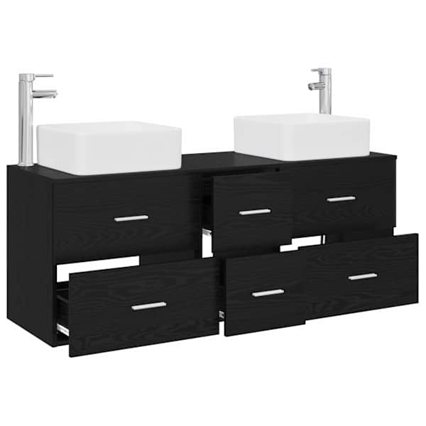 Vannitoa kapikomplekt 3 tk Must 49,5 × 41 × 63 cm Tehispuit