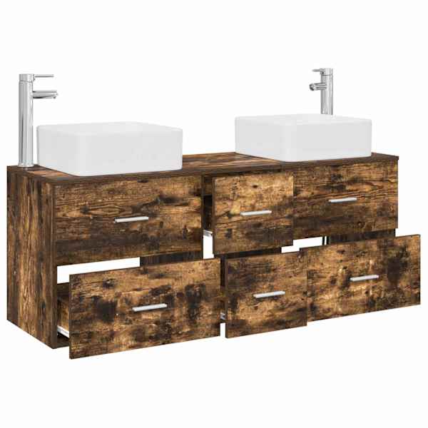 Vannitoa kapikomplekt 3 tk Suitsutatud tamm 49,5 × 41 × 63 cm