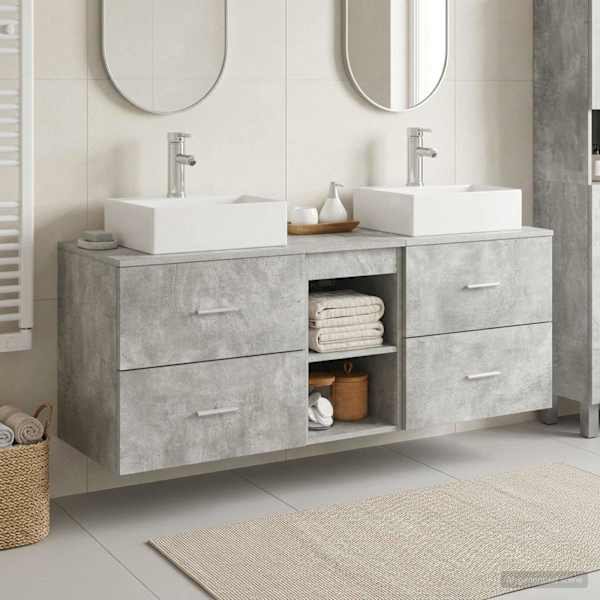 Vannitoa kapikomplekt 3 tk Betoonhall 129 × 41 × 79.5 cm