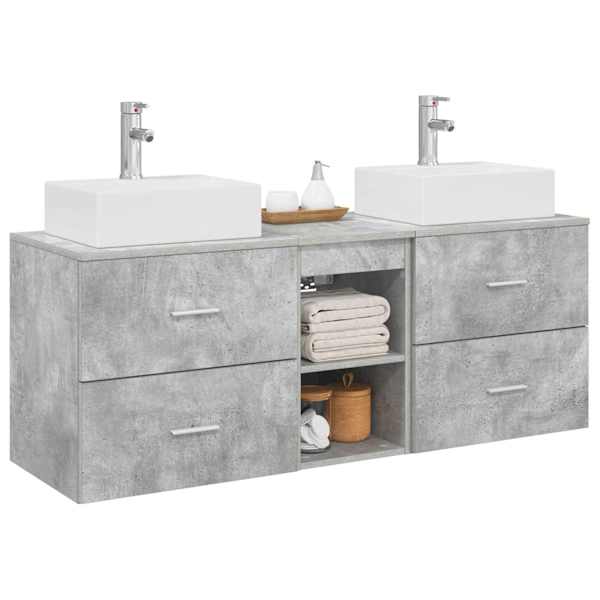 Vannitoa kapikomplekt 3 tk Betoonhall 129 × 41 × 79.5 cm