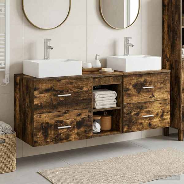 Vannitoa kapikomplekt 3 tk Suitsutatud tamm 129 × 41 × 79.5 cm