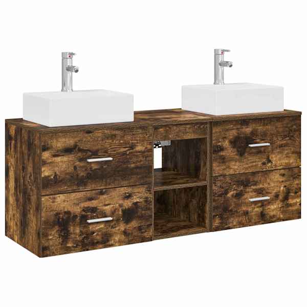 Vannitoa kapikomplekt 3 tk Suitsutatud tamm 129 × 41 × 79.5 cm
